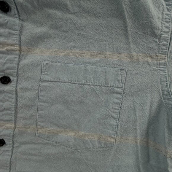 Quiksilver Button Up Shirt Short Sleeve Men Surf Blue Striped Medium Beach ** - Picture 9 of 16